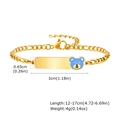 Detail van de verstelbare gouden roestvrijstalen beer armband met graveerplaatje - Goud-Blauwe Beer