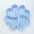 Light blue four-compartment snack tray with heart clover shape and textured finish - Blue-Clover Dish