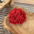Floral fabric hair claw clip featuring a handmade red rose with linen texture and petals - Approx. 8cm / Red Flower Duckbill Clip