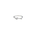 Bague réglable en argent sterling S925 avec motif cœur et flèche et oxydes de zirconium - Ouvert Réglable / Bague Cœur et Flèche / Or Blanc