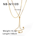 Dettaglio della collana a catena serpente dorata da 100cm con perle da 0,6cm e chiusura - Oro 18K / Collana di Perle a Doppio Strato con Catena a Serpente Dorata (NB-N1109)