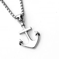 Collana vichinga in acciaio inossidabile argento con ciondolo ancora teschio e catena - Ancora Teschio + Catena in Acciaio Inossidabile