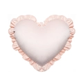 Pink heart-shaped velvet cushion cover with ruffled edges for sofa and bed - Soft Pink Heart Ruffle Pillowcase (Cover Only)