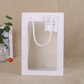 Elegante bolsa de regalo de papel blanco con ventana transparente y asa para peluches - Bolsas De Mano Blancas (10 Piezas) / H24cm A16cm P12cm