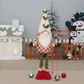 Sitting Christmas gnome plush toy with red green plaid and retractable legs stretching to 70cm - T1220658A-70cm Medium Retractable Beard Style