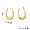 Polished 18K gold stainless steel teardrop hoop earrings, 28mm height and 8g weight - EH-007 / Gold
