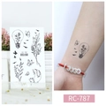 Waterproof butterfly and floral temporary tattoo RC-787 for arms with moon patterns - RC-787 Bulb Floral