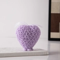 Purple heart-shaped rose bouquet candle with white silk ribbon on a white stone tray - Style B / Purple