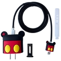 Classic red and black Mickey-style silicone cable and 20W charger protective cover set - Polka Dot Mickey / Five-Piece Set