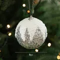 Boule de Noël argentée de 8cm avec texture neige en mousse suspendue au sapin - 8cm/7g / Argenté