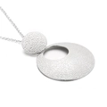 Silver stainless steel necklace with irregular hammered texture round block pendant - Silver Tone Irregular Hammered Double Disc Style [No Chain] (KP29005-K)