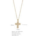 Golden 316L stainless steel cross necklace with micro-pave cubic zirconia crystals - Cross No.13 (Gold with Clear Stone)