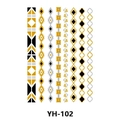 Metallic gold and silver temporary tattoo sheet with geometric and floral patterns YH-102 - Black Gold Silver Geometric Floral Pattern (YH-102)