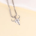 Collana vintage con pendente a teschio in argento e dettaglio in turchese - Stile Teschio Cornuto (2#)