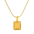 Elegant gold-tone square letter pendant necklace with fine snake chain and lace edge design - Letter I