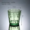 210ml green faceted acrylic water cup with geometric diamond cut pattern and weighted base - 210ml / Small / Grass Green