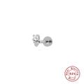 S925 sterling silver flat back earring with a single pearl and sparkling zircon stone - Single Platinum #3