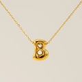 Collana in acciaio al titanio placcato oro 18K con ciondolo lettera B 3D bubble - Lettera B / Oro