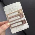 Three rectangular matte hair clips in earth tones including beige, coffee, and dark brown - Hollow Square Style / Set of 3