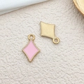 Colgantes de rombo en esmalte rosa y oro para accesorios de joyería DIY - Rombo Rosa (10x15mm)