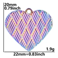Rainbow plated stainless steel heart pendant with woven texture, 20x22mm size detail - Pendant Only / Rainbow