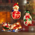 Three-piece LED Christmas window lights featuring Santa Claus, snowman, and reindeer sled - Combo Set C (3 Pack)