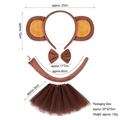Apen verkleedset met oren hoofdband, staart, strikje en tutu rok voor kinderfeestjes - Roodbruine Aap 3-delige Set + Koffie Gaas Rok