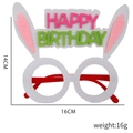 Kids happy birthday party glasses with white felt frames and pink bunny ears - Rabbit Style