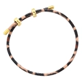 Bracciale regolabile in corda leopardata con chiusura in metallo dorato da donna - Stile B
