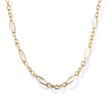 Minimalist gold stainless steel paperclip chain necklace with alternating links for men and women - Gold 5+1 Oval Geometric Chain