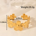 Golden stainless steel cuff bracelet with hollow butterfly and daisy flower patterns - Brushed Petal Shape Style (YB-063)