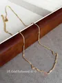 Close-up of 18k gold plated titanium steel necklace with textured rectangular links - Style 16: Gold Embossed Chain 41+5cm (B5-6)