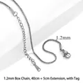 Minimalist 1.2mm silver stainless steel box chain necklace with 40+5cm extension - 1.2mm Box Chain-40+5cm-Steel Color