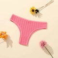 Pink ribbed cotton Brazilian underwear for women on a decorative floral background - Pink Red