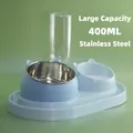 Dual stainless steel pet bowls with 400ml automatic water bottle in light blue - 400ml / Blue Cat 3-in-1 Light Blue Set