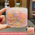 Elastici per capelli spessi ad alta elasticità colori jelly in secchiello da 1000 - Confezione in scatola / 10# Colori Gelatina Standard (1000 Pezzi)