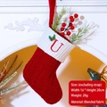 Red knit Christmas stocking with white cuff and embroidered letter U hanging decoration - Letter U / Red