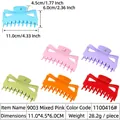 Set of six colorful plastic hair claws in 11x4.5x6cm size for women's hairstyling - 11cm 9-Teeth Pink Mixed