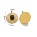 Ciondolo tondo dorato con gemma nera ovale, dimensioni 17x19mm per creazione di gioielli - Turchese Nero Sintetico