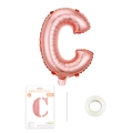 Roségoldener C-Buchstabe Folienballon für Geburtstagsdeko mit Zubehör und Klebepunkten - Buchstabe C / Roségold
