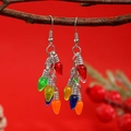 Colorful Christmas tree light bulb dangle earrings with vibrant multicolor resin charms - 22 White K 1456