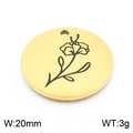 Golden round stainless steel flower pendant, 20mm diameter, 3g weight for DIY jewelry - Violet-Gold (KLJ8054-Z)