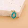Letter O pendant in golden metal with turquoise enamel finish for DIY jewelry - Enamel Letter-O