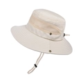 Men's beige outdoor sun hat with wide brim and breathable mesh for fishing and hiking - Beige
