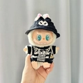 Labubu doll clothes set with black demon bucket hat and striped knit sweater - Black Kuromi Hat Keychain + Black And White Striped Sweater Keychain / First And Second Generation Keychains Are Compatible With La Cloth Dolls. Dolls Not Included.