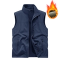 Marineblaue Herren-Winterweste mit warmem Fleecefutter und drei Reißverschlusstaschen - M / Blau