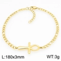 Bracciale a catena Figaro dorata con ciondolo croce Ankh egiziana 180mm x 3mm - Oro (KB211645-KFC)