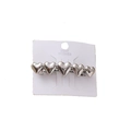 Silver metallic hair clip featuring five hearts on a white display card - Silver Heart Glossy