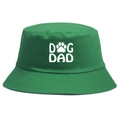 Green cotton bucket hat featuring white DOG DAD text and paw print for pet lovers - One Size(58cm) / Green