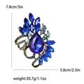 Broche de pedrería de cristal azul oscuro con diseño floral vintage dorado de 7,8 cm de altura - Azul